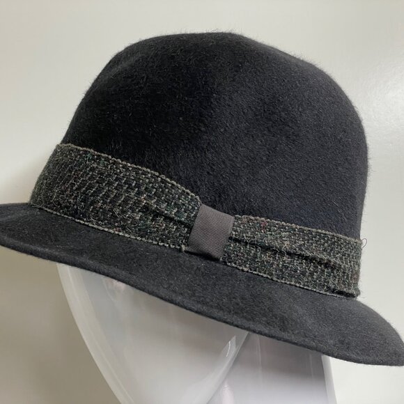 BARBISIO Vintage Italian Black Men's Fedora Hat 57cm Hand Made F. Rizzolli - Picture 1 of 12